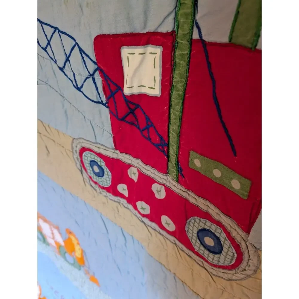 Lillian Vernon Boys Embroidered Trucks Quilt Cotton 83 X 65